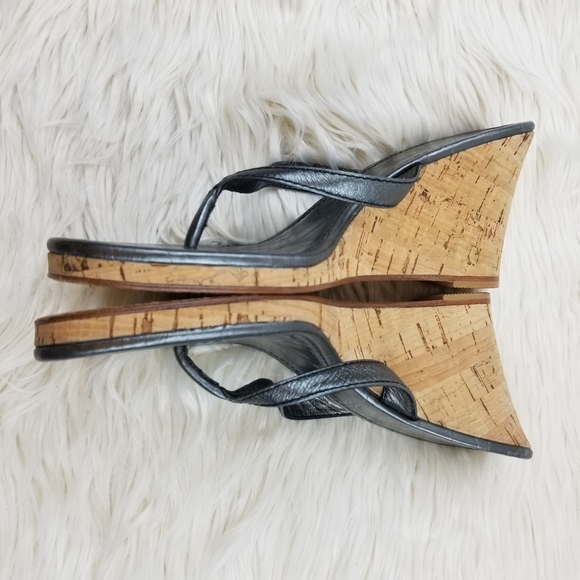 Coach Lannie Cork Wedge Sandals Silver Size 8.5M - Picture 9 of 9